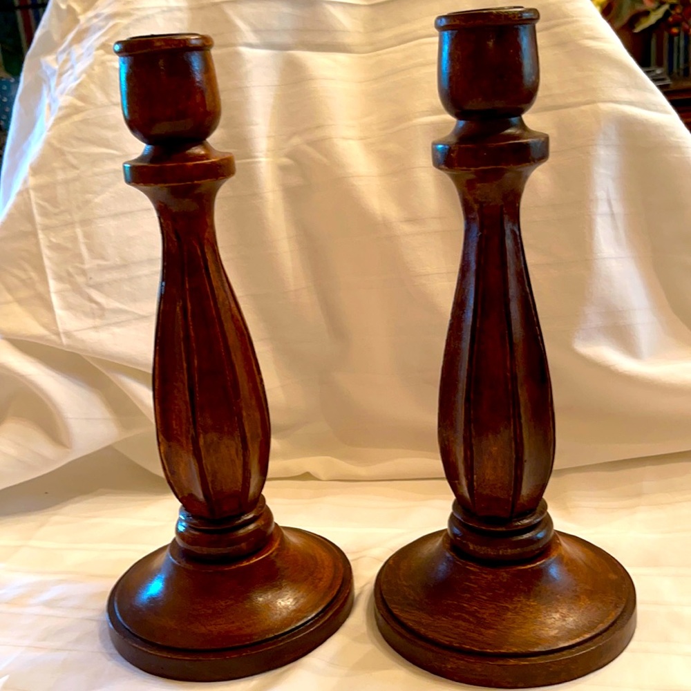 Pair of Real Wood Taper Holders.
